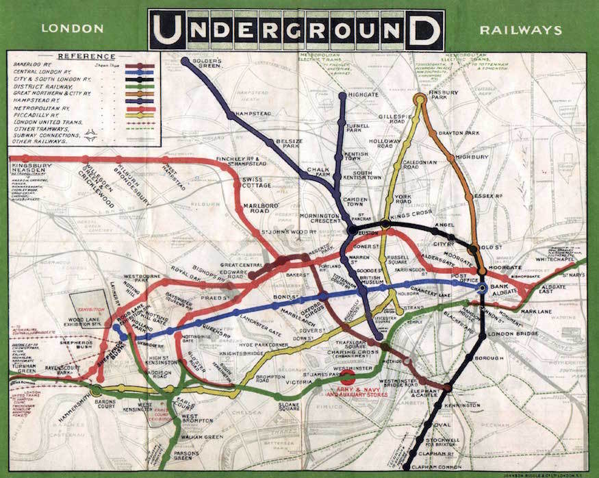Map London Underground 1908