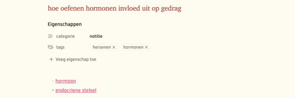 Tags zijn zichtbaar in de meta-properties